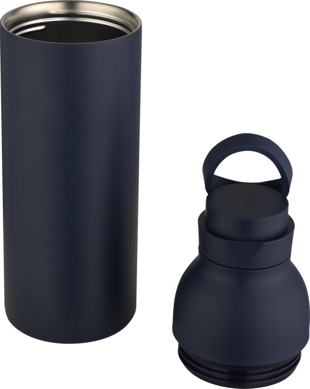 Illuminate 650 ml RCS recycled double wall stainless steel water bottle with 3-piece lid set - Navy