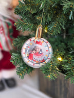 Plastic bauble glowing with warm light