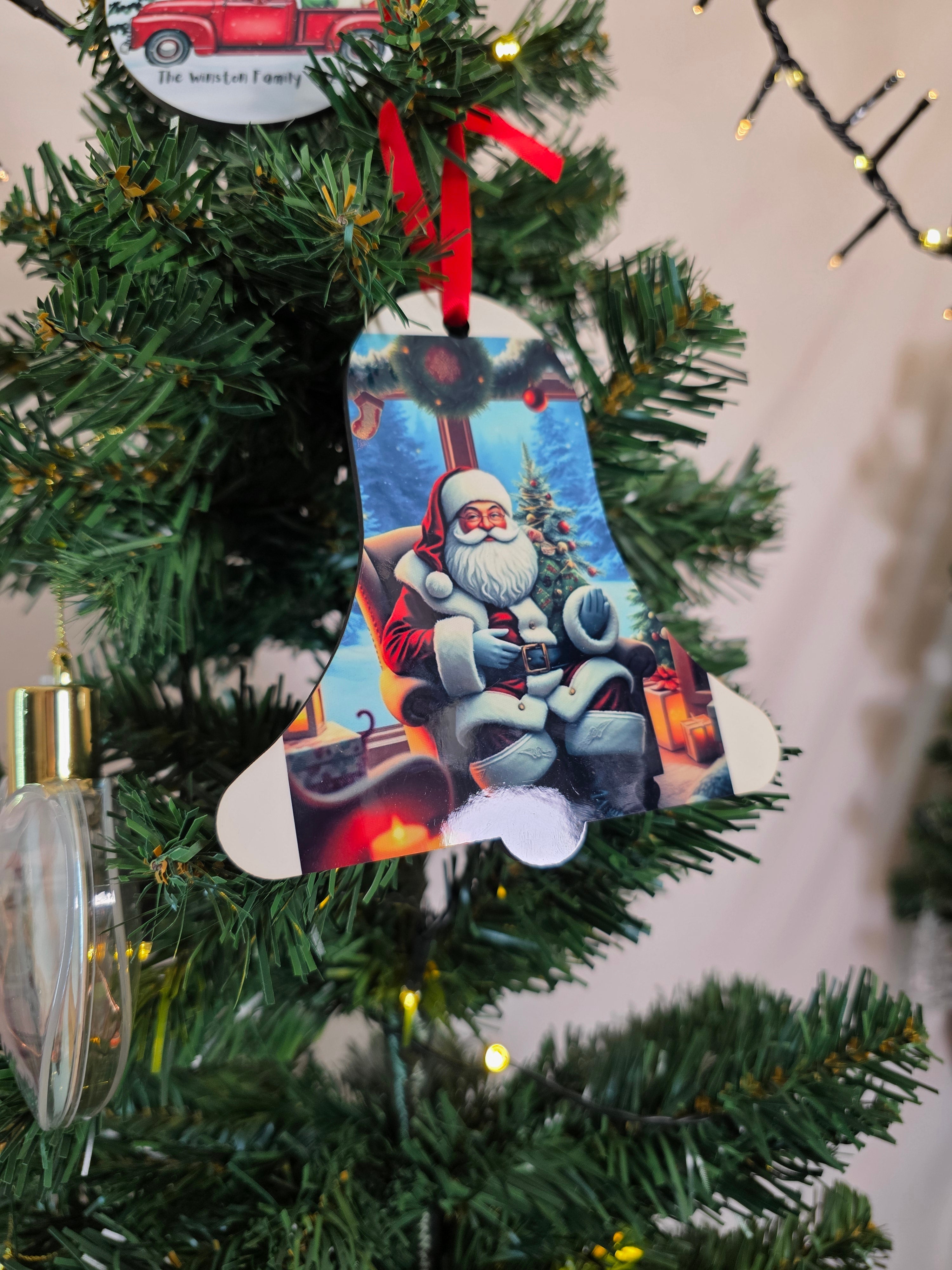 MDF christmas tree decoration -Bell Design 2pc