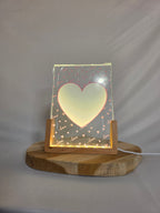Love Glass frame -  Heart shape picture with led stand