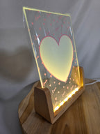 Love Glass frame -  Heart shape picture with led stand