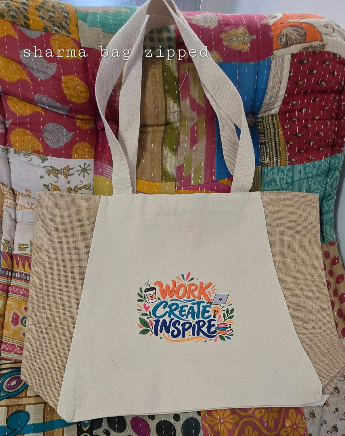 Sharma jute and cotton bag zipped 360gsm