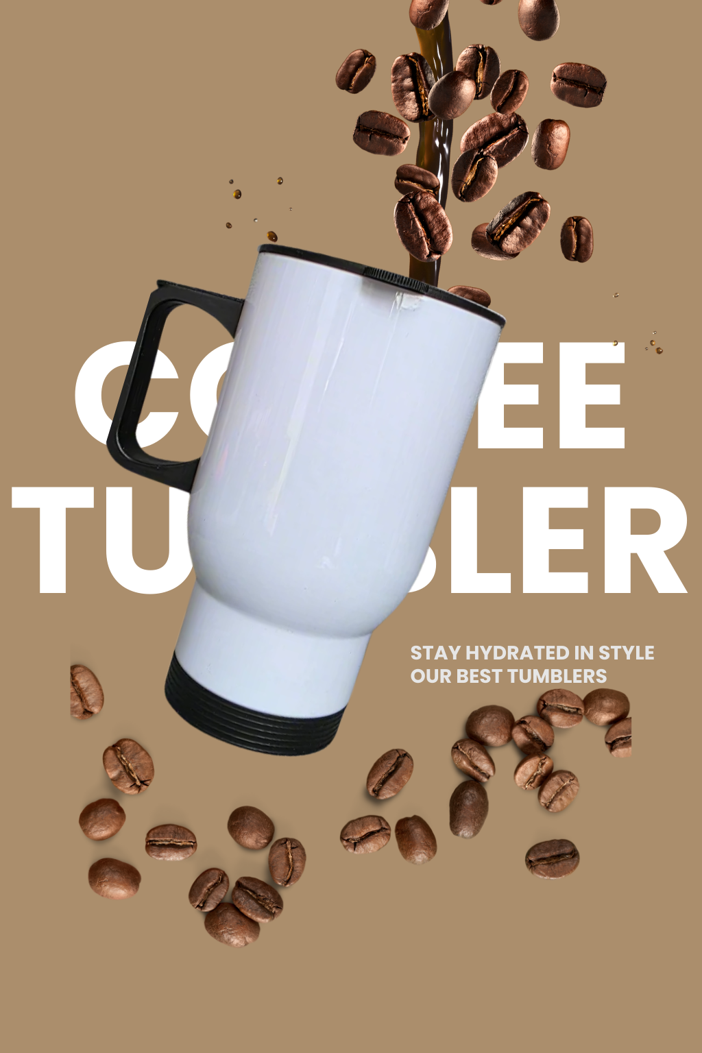 Printable Stainless steel car Coffee tumbler - fits in car cup holder