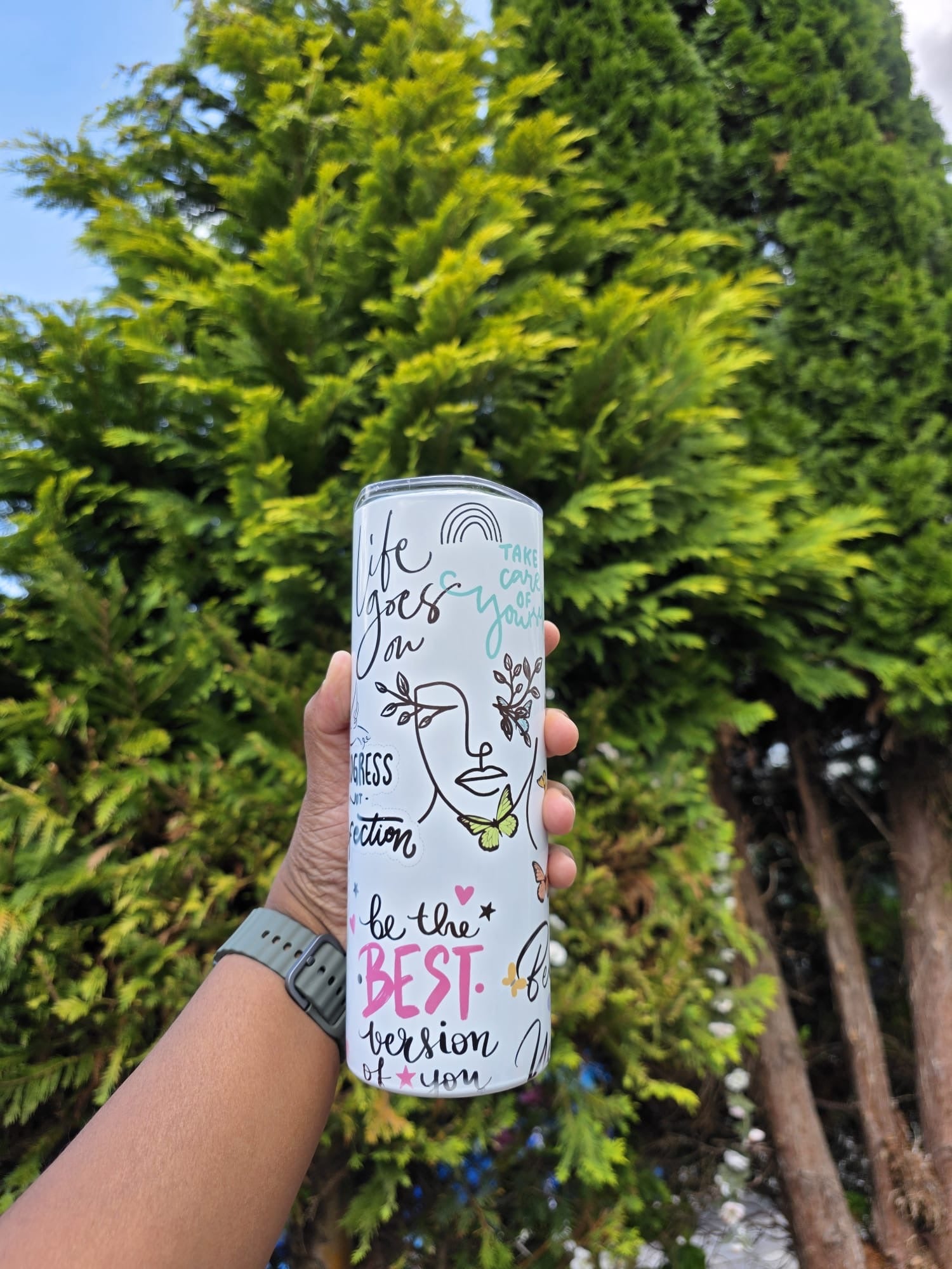 Photo printable Thermos Bottle with metal straw 590 ml / 20oz