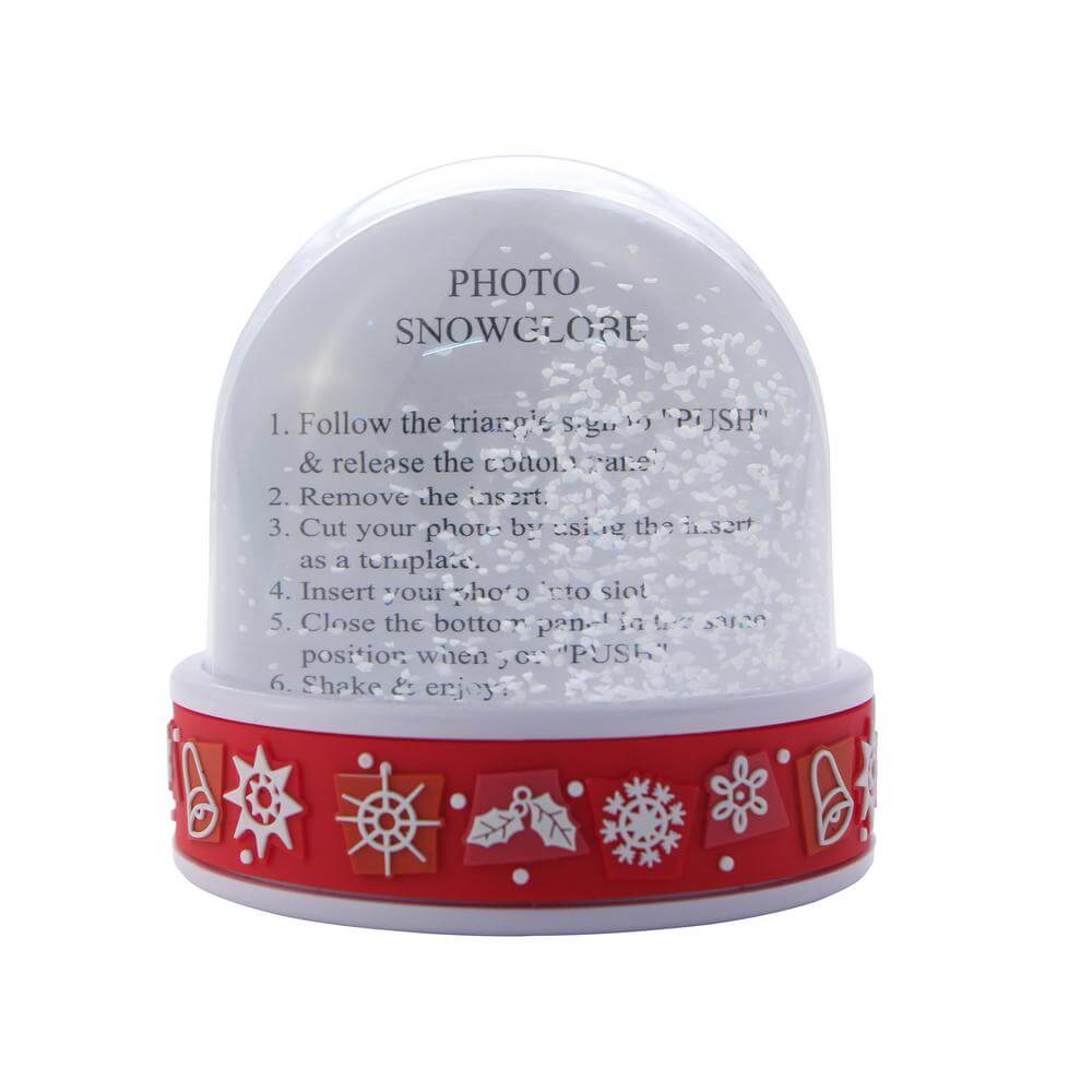 Photo Snow Globe Plastic with Red Heart Glitters - 89 x 75 mm