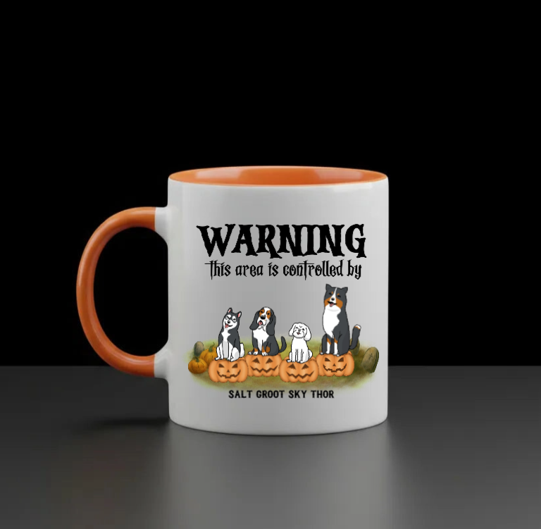 Warning, area patrolled - 330 ml ceramic Orange mug - custom
