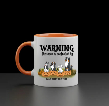 Warning, area patrolled - 330 ml ceramic Orange mug - custom