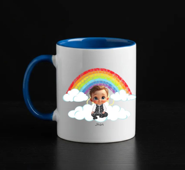Baby Face Cutout - 330 ml ceramic Navy Blue mug - custom