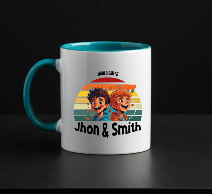 Travel Buddies - 330 ml ceramic Teal mug - custom