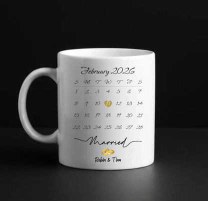 Married Calendar - 330 ml ceramic white mug - custom