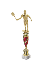 Badminton Man with Racket on premium trophy Marble Base