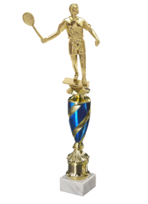 Badminton Man with Racket on premium trophy Marble Base