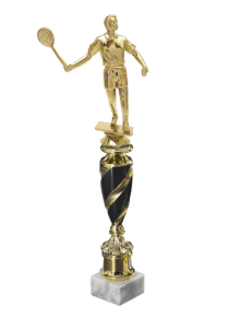 Badminton Man with Racket on premium trophy Marble Base
