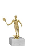 Badminton Man with Racket on Marble Base