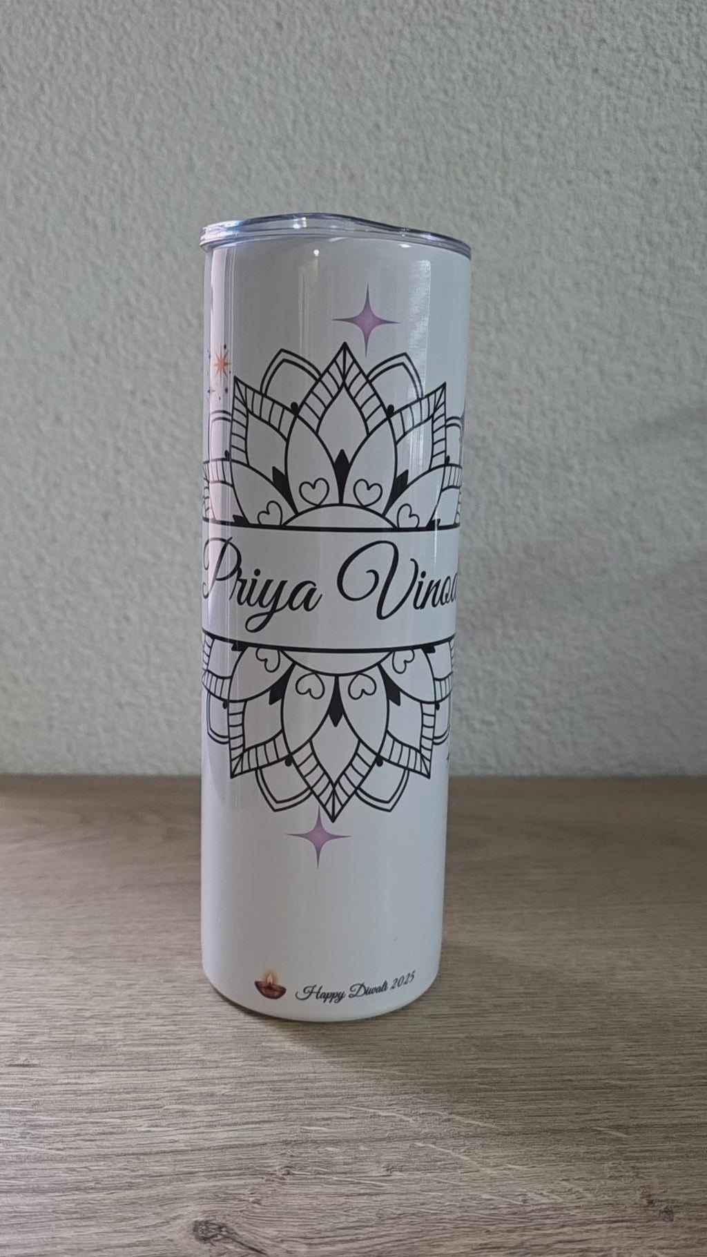 Photo printable Thermos Bottle with metal straw 590 ml / 20oz