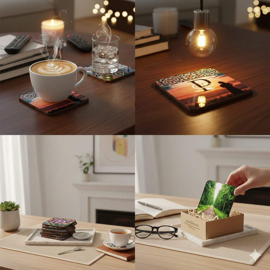 The "LuxeGloss" Personalized Coaster 2pcs