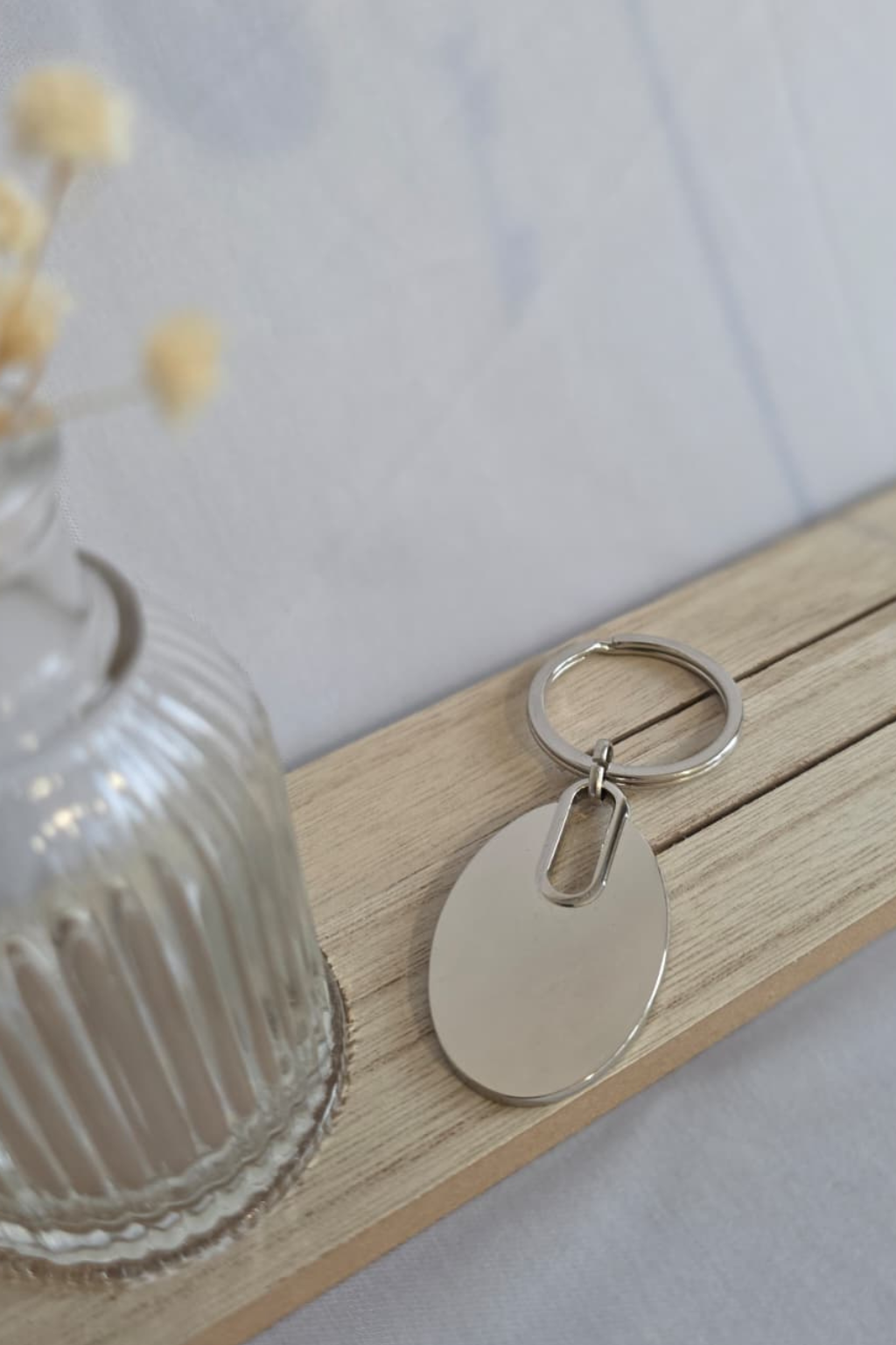 Personalized Metal engraved keyring/Keychain with text for gifting Oval shaped