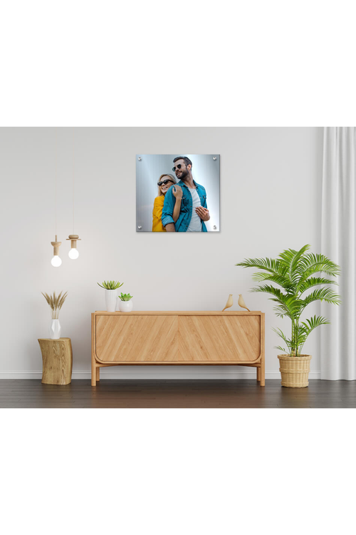 Acrylic photo panels on wall